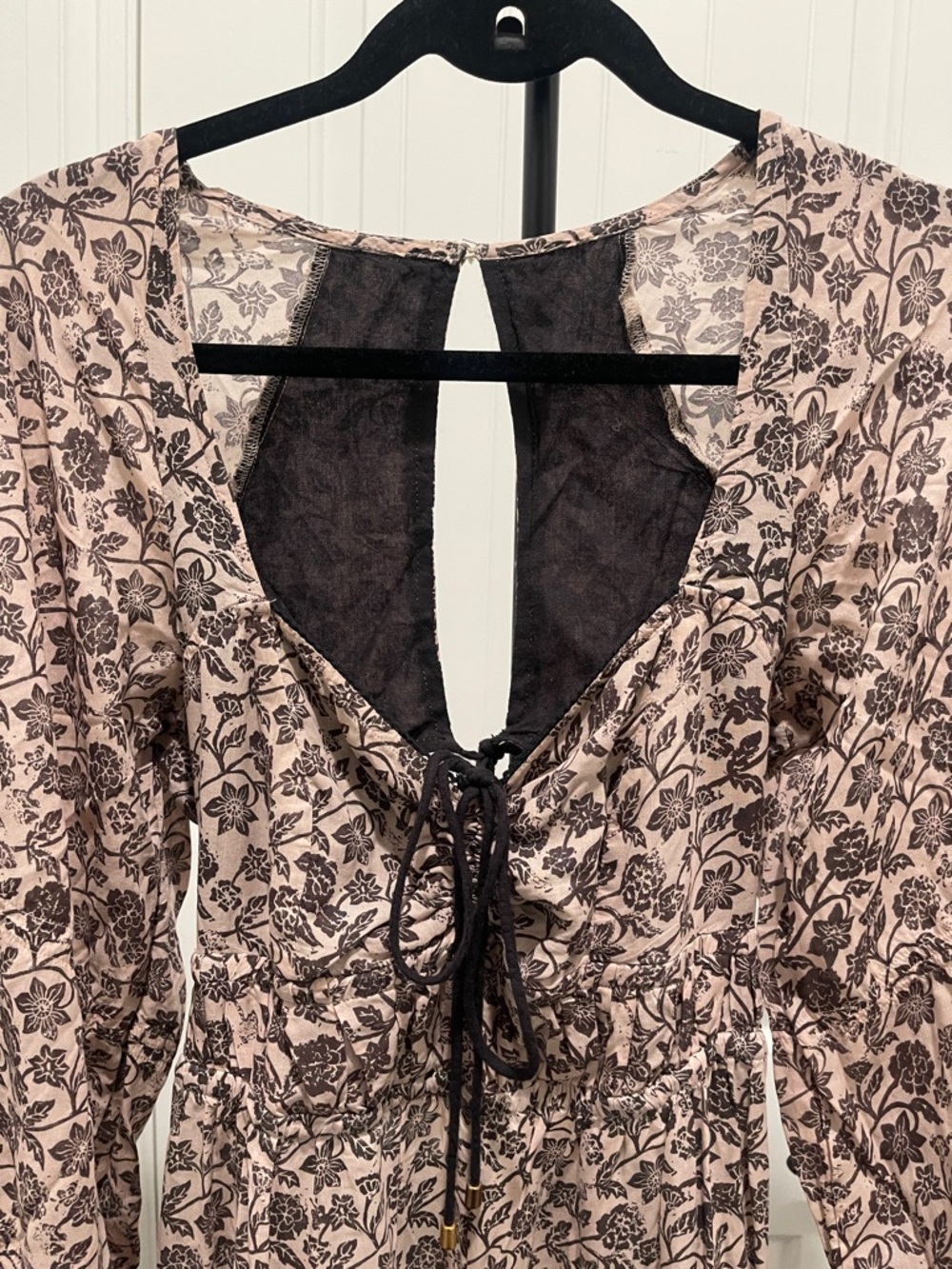 FREE PEOPLE Soulmate Jumpsuit Wide Convertible Leg Floral Print Brown Tan Sz XS - Picture 9 of 16